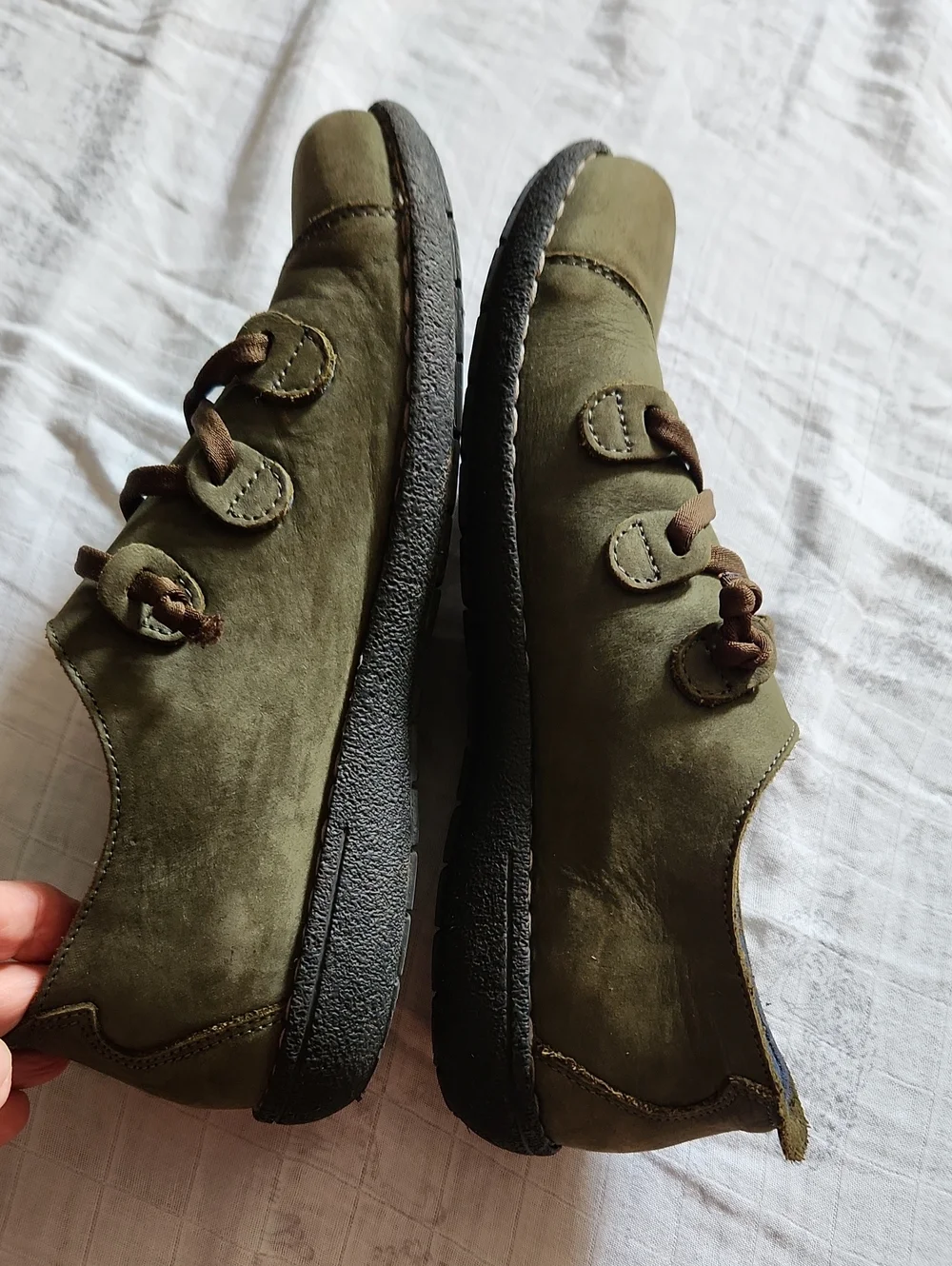 Jungla Elastic Loop Lacing Olive Green Suede Women's Shoes Size 40/9.5